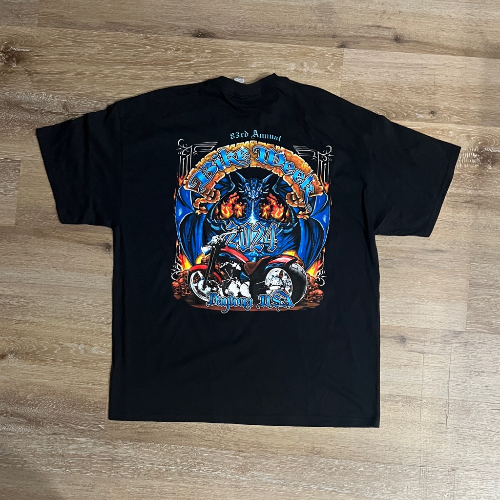 Gildan Daytona Usa 83rd Annual Bike Week 2024 Mens T Shirt Size Xl Black